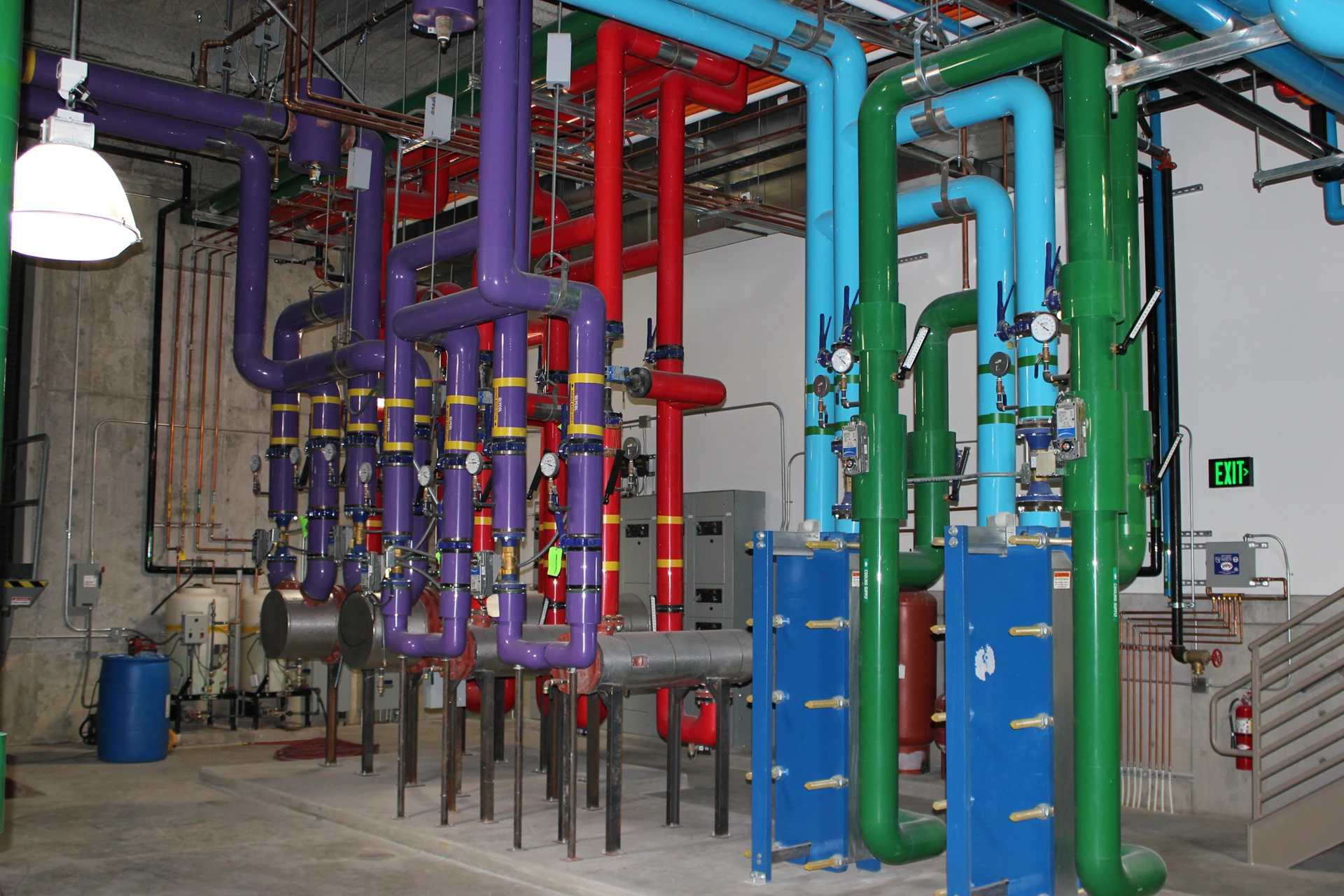Color-coded mechanical piping and equipment installed by KOH at WCF